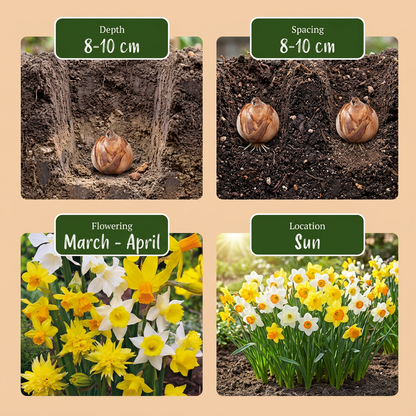 Botanische Narzissen Mischung – Narcissus online kaufen | 40 bis 160 Blumenzwiebeln, zierlich &amp; stark verwildernd – Wurzelwerk Design