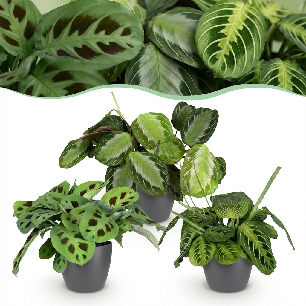 Maranta 3er-Set kaufen | Silverband + Lemon Lime + Kerchoveana – Topf Ø 12 cm - Wurzelwerk Design