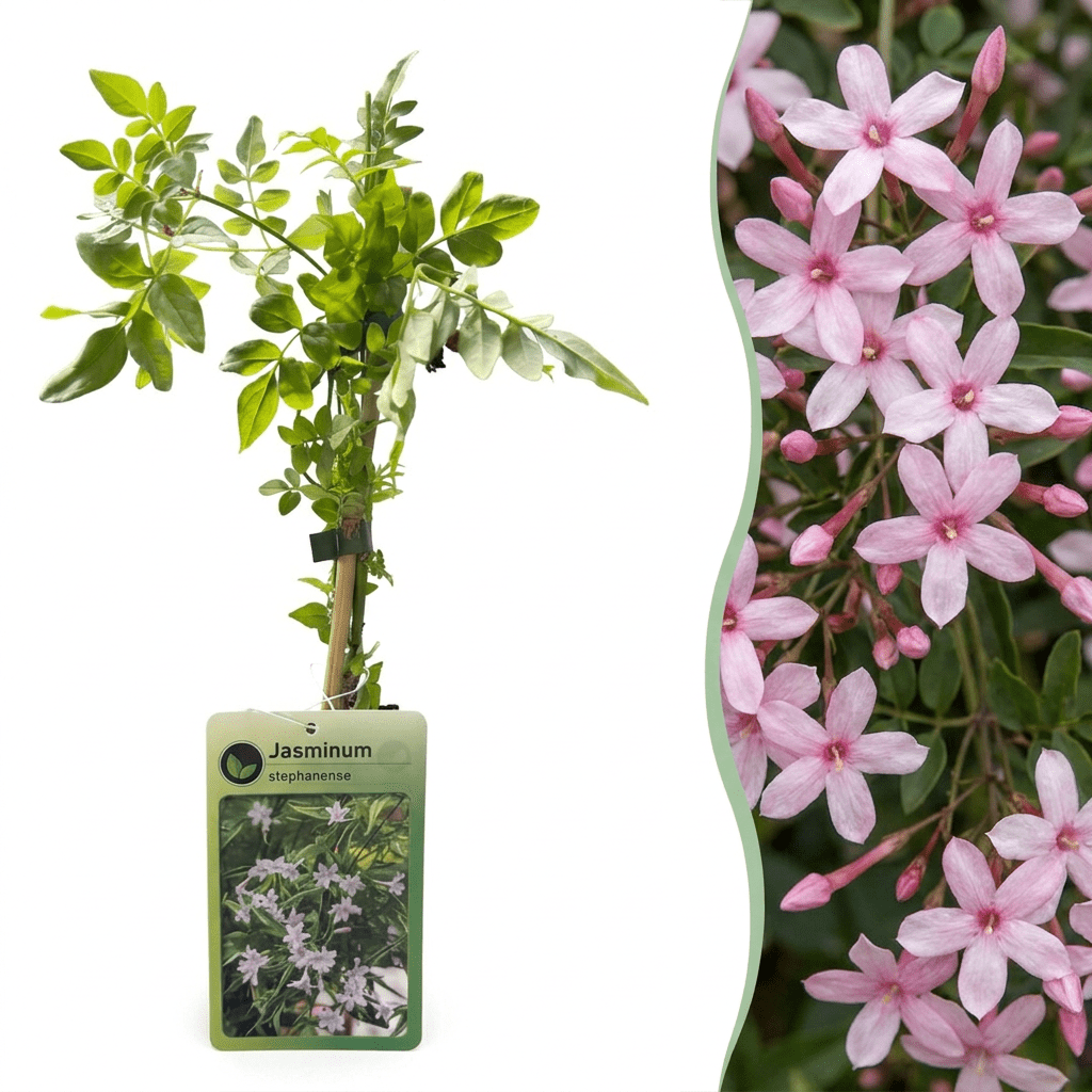 Stephans Jasmin kaufen – Jasminum × stephanense | rosa, Ø 9 cm, Höhe 35 cm - Wurzelwerk Design