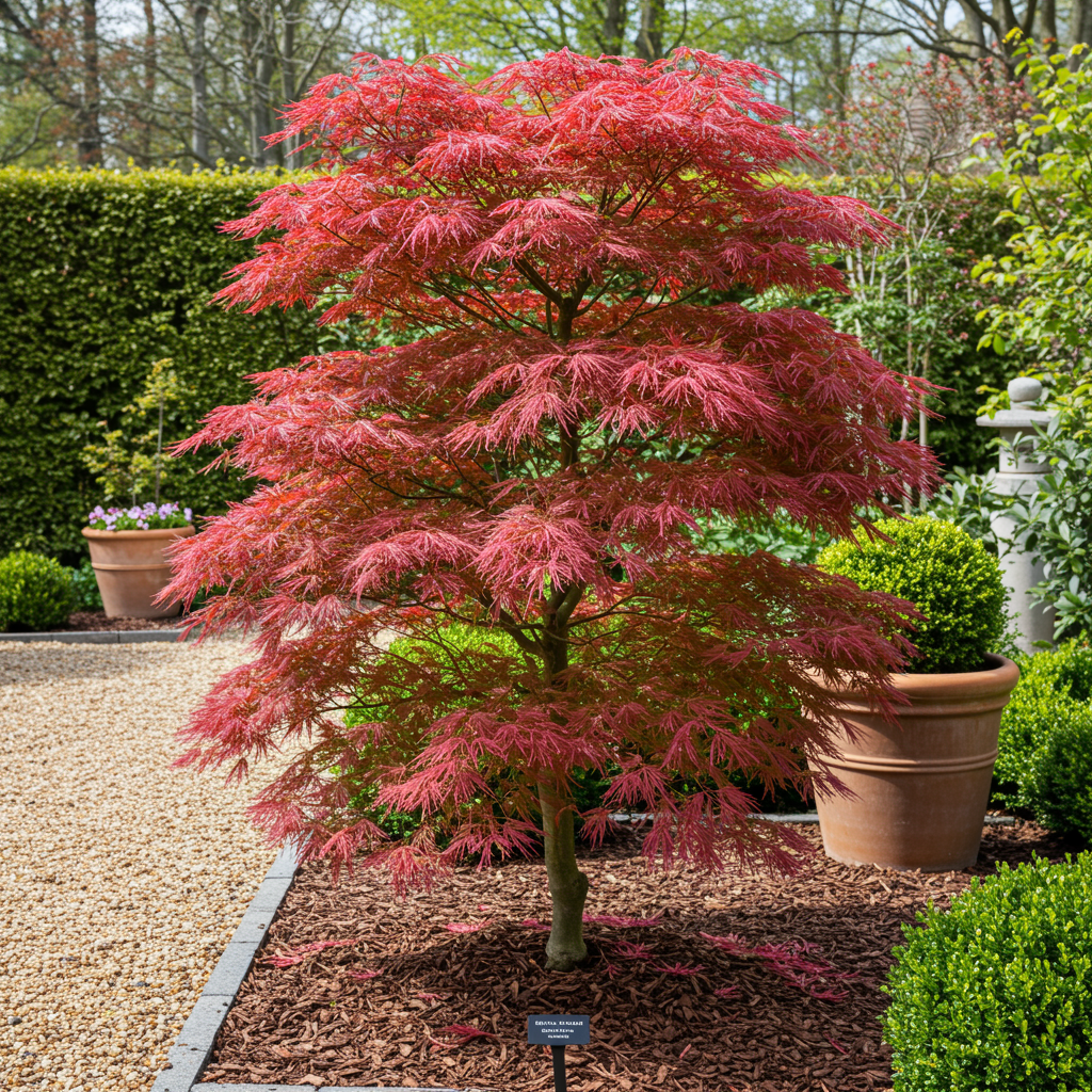Japanischer Ahorn Acer palmatum Beni Maiko in Topf, rot, laubabwerfend, Höhe 70cm, Everspring Pflanze, Gartendeko