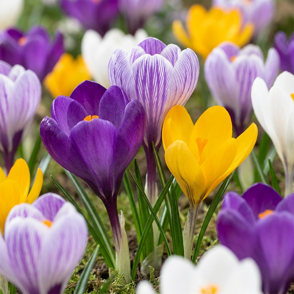 Großblütiger Krokus Mischung – Crocus online kaufen | 60 bis 240 Blumenzwiebeln, kräftige Farben – Wurzelwerk Design