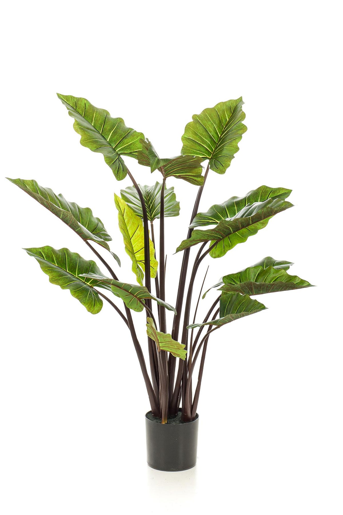 Kunstpflanze Colocasia Pink China, Elefantenohr, Everspring, 130 cm hohe, realistische grüne und pinkfarbene Blätter, dekorative Pflanze