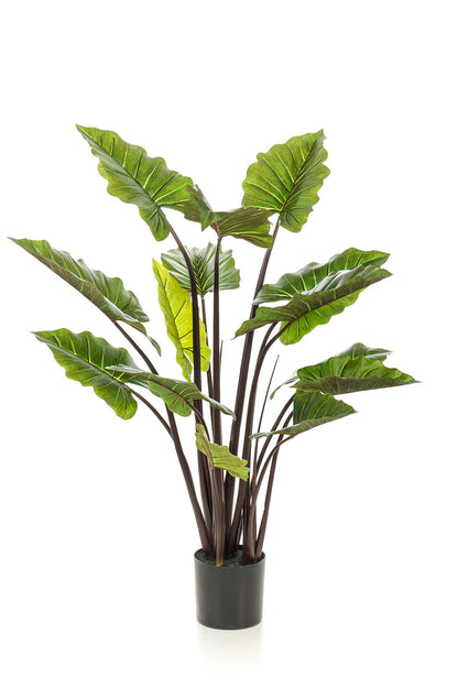 Kunstpflanze Colocasia Pink China, Elefantenohr, Everspring, 130 cm hohe, realistische grüne und pinkfarbene Blätter, dekorative Pflanze