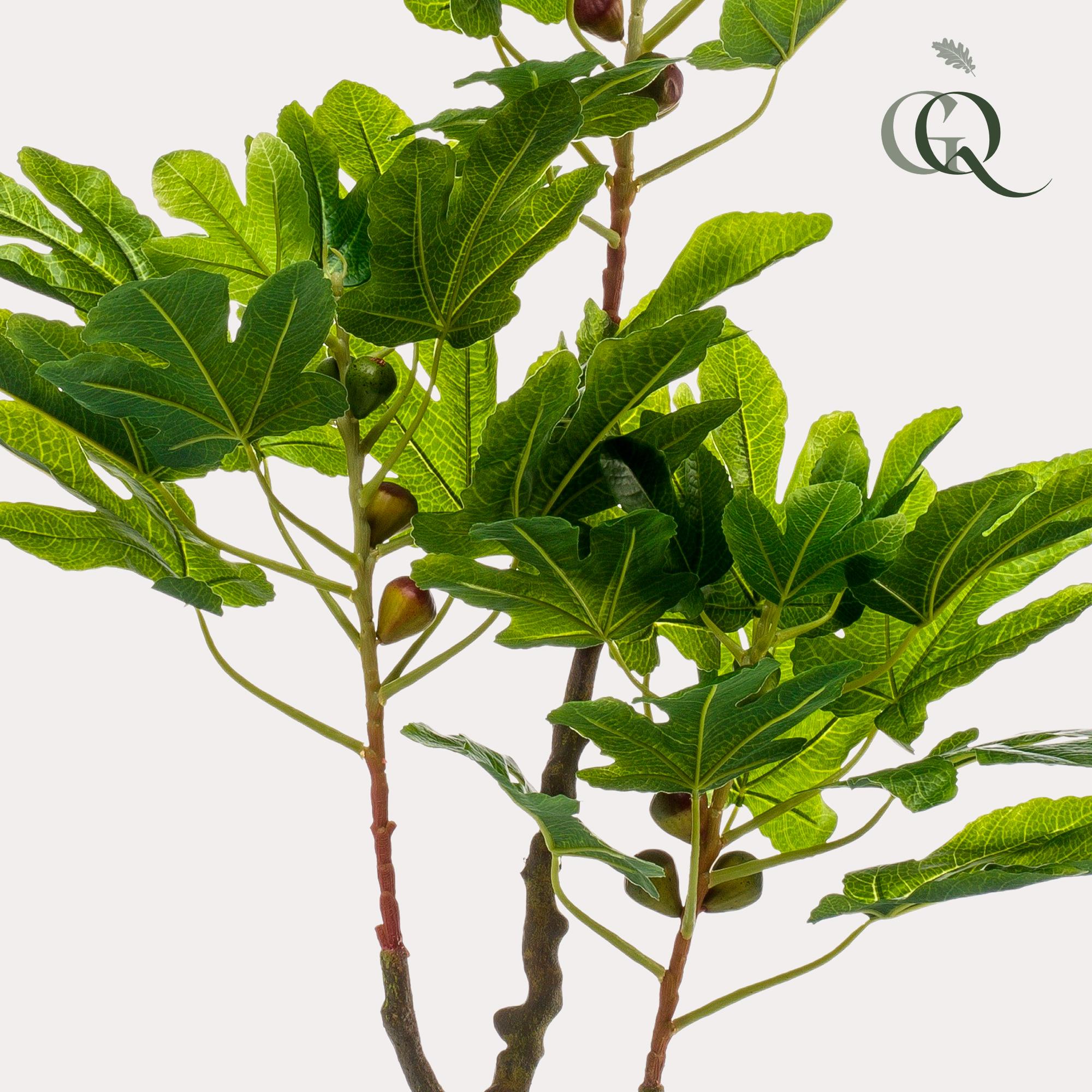 Kunstpflanze Ficus Carica Feigenbaum, 95 cm, detailreiche Everspring Kunstpflanze mit grünen Blättern
