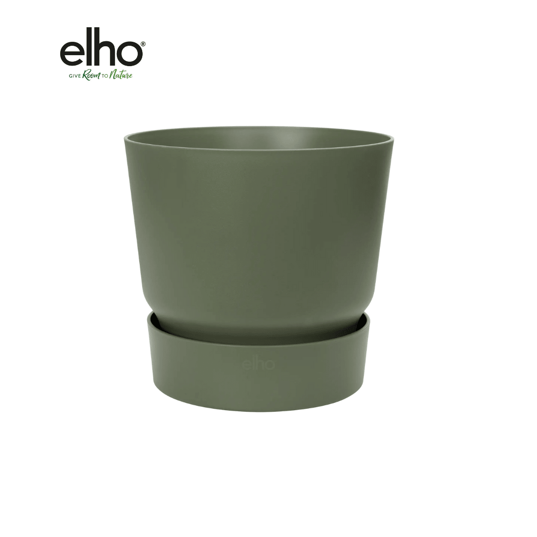 Topf elho Greenville Round grün - D30 x H28 - Wurzelwerk Design