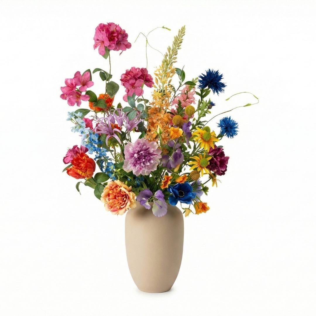 Kunstblumenstrauß Summer Garden Deluxe von Everspring, 19 Stiele, real touch, ca. 100 cm hoch, bunter Blumenmix, Nahaufnahme