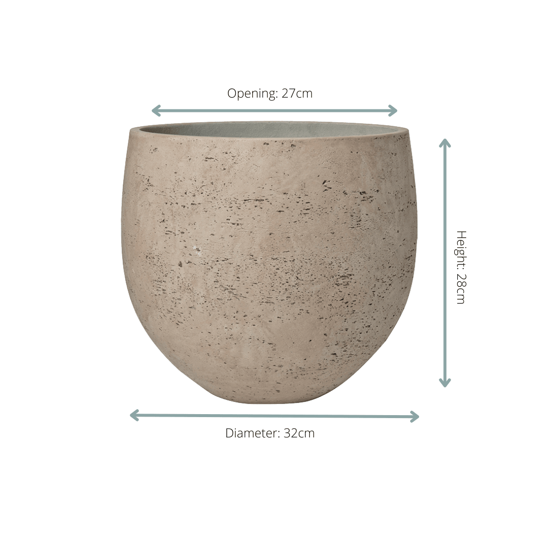 Everspring Pot Orb in Grau Washed, zwei verschiedene Größen, runder Pflanzkübel mit geprägter Oberfläche, dekorativ und modern