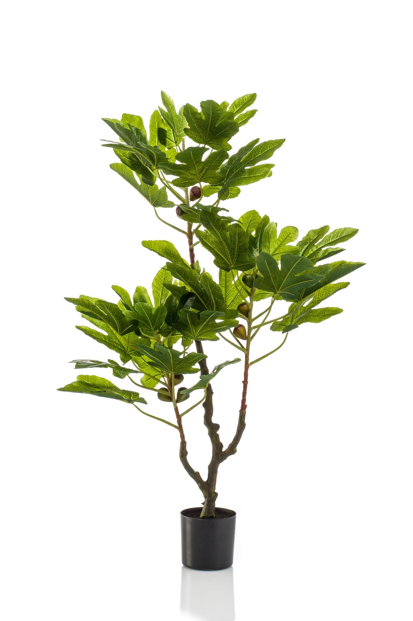 Kunstpflanze Ficus Carica Feigenbaum, 95 cm, Everspring, realistische künstliche Pflanze mit grünen Blättern