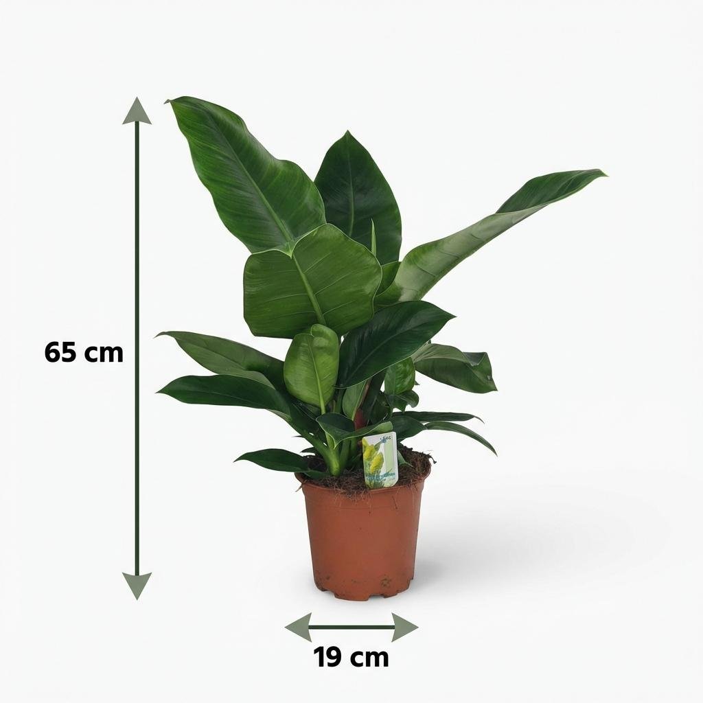 Philodendron Imperial Green kaufen | Zimmerpflanze – Topf Ø 19 cm, Höhe 65 cm - Wurzelwerk Design