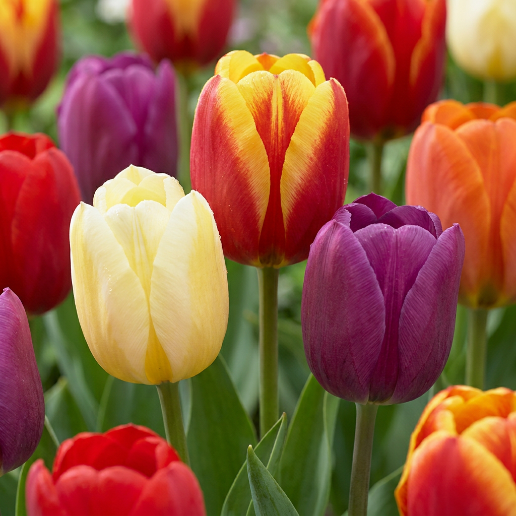 Triumph-Tulpen Mischung – Tulipa online kaufen | 30 bis 280 Blumenzwiebeln, bunt &amp; standfest – Wurzelwerk Design