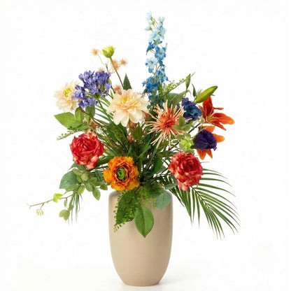 Bunter künstlicher Blumenstrauß Colorful Bloom Deluxe mit 18 real touch Stielen, 70 cm hoch, von Everspring, Nahaufnahme