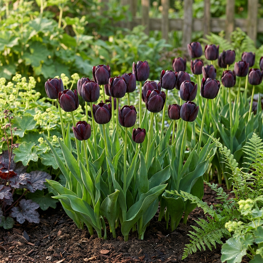 Schwarze Tulpe – Tulipa online kaufen | 35 bis 280 Blumenzwiebeln, tiefdunkelviolett &amp; elegant – Wurzelwerk Design