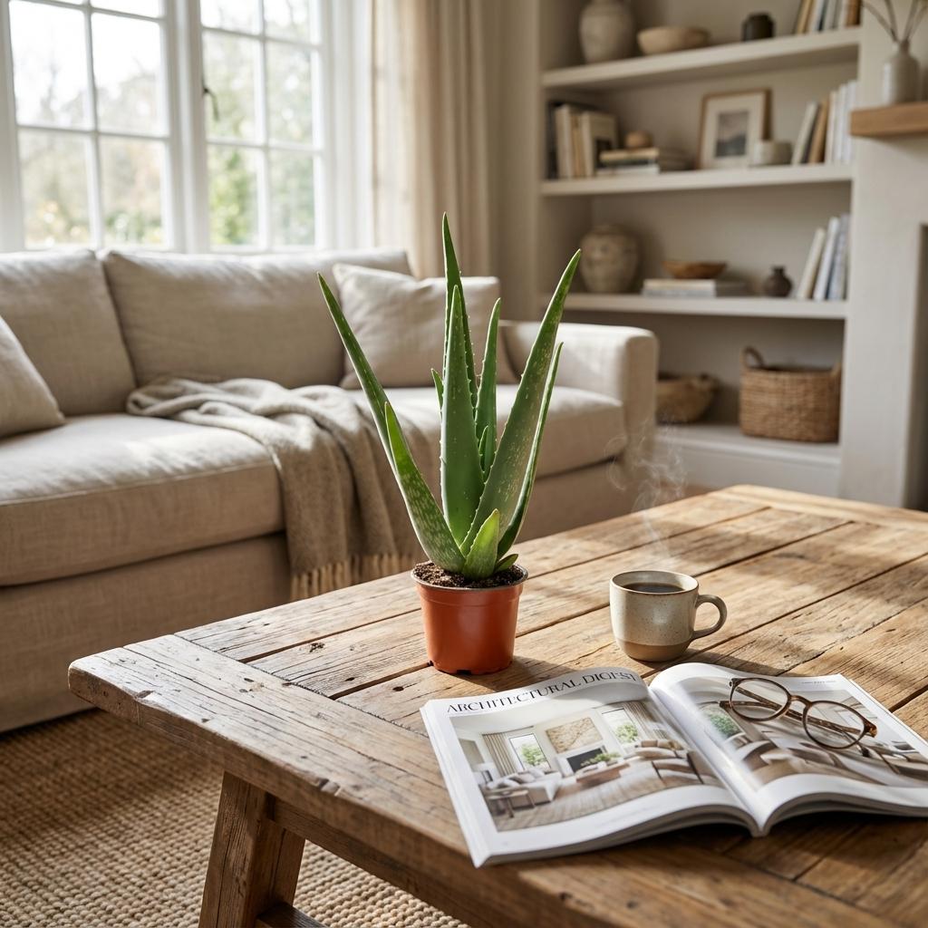 Everspring Aloe Vera Pflanze, Durchmesser 10,5 cm, Höhe 35-40 cm, grüne Sukkulentenpflanze in Topf