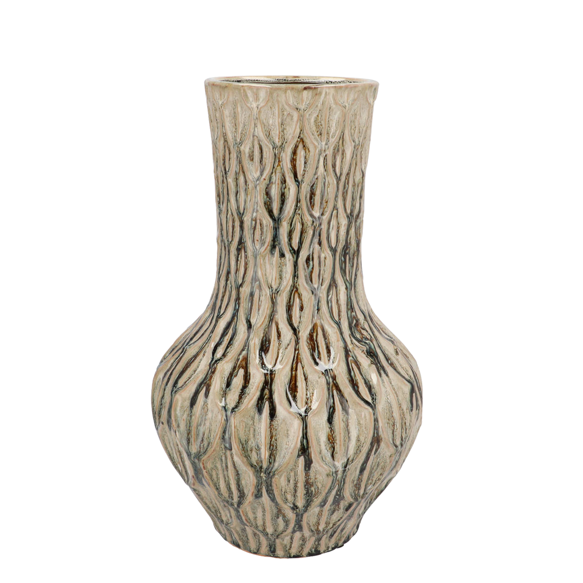 Everspring Boa Green Pflanzvase Stein M, Höhe 39 cm, Breite 23 cm, stilvolle grüne Dekovase für Pflanzen