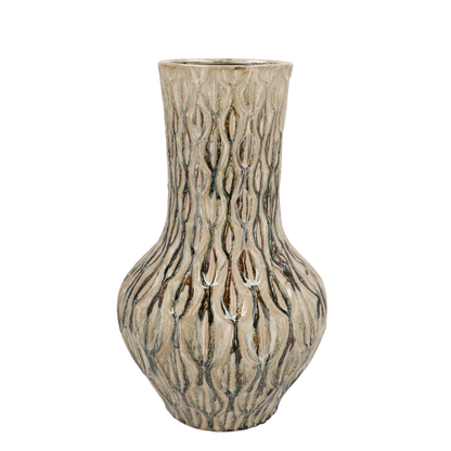 Everspring Boa Green Pflanzvase Stein M, Höhe 39 cm, Breite 23 cm, stilvolle grüne Dekovase für Pflanzen