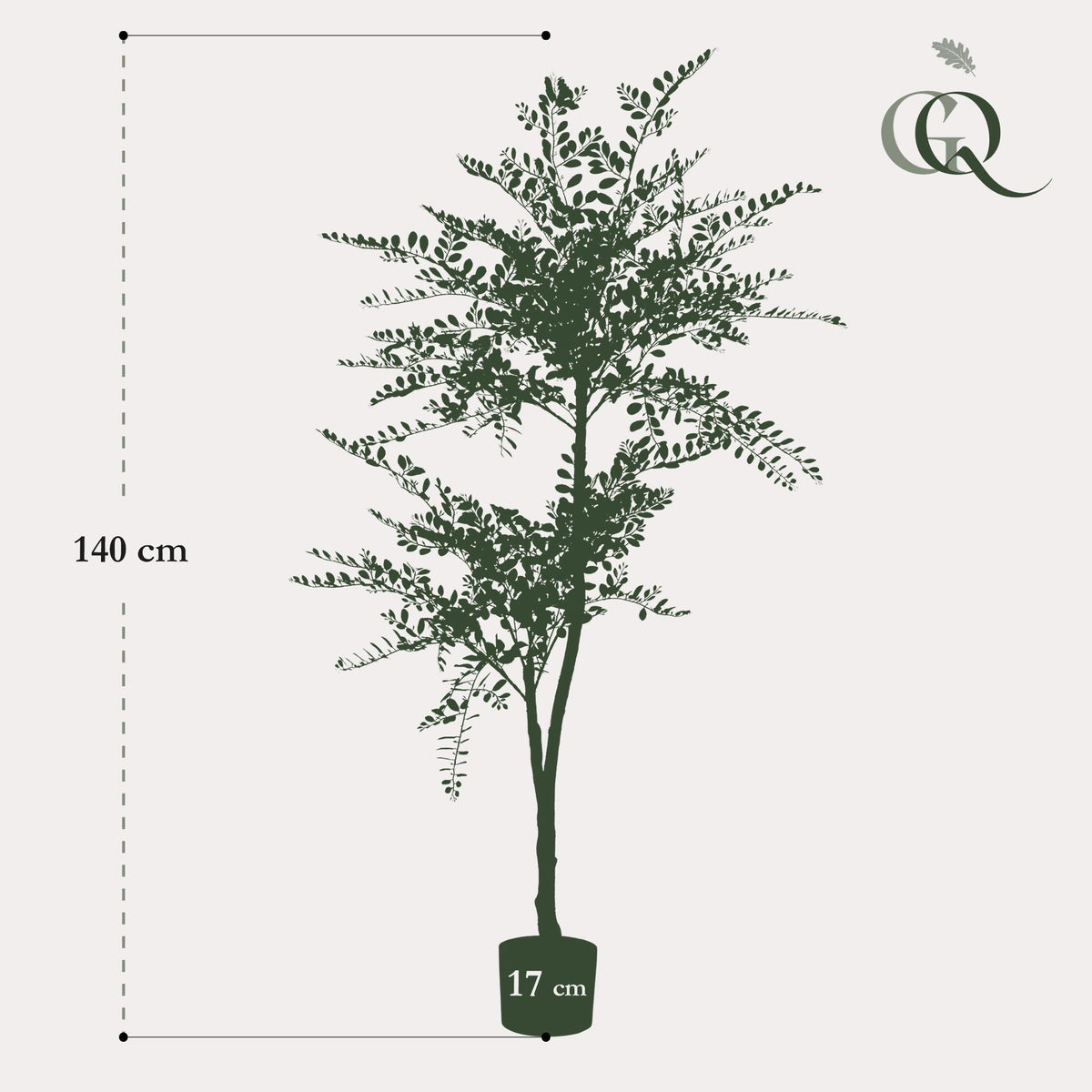Kunstpflanze Honigbaum (Sophora) 140 cm von Everspring, detailreiche grüne Blätter und natürliche Textur der künstlichen Pflanze