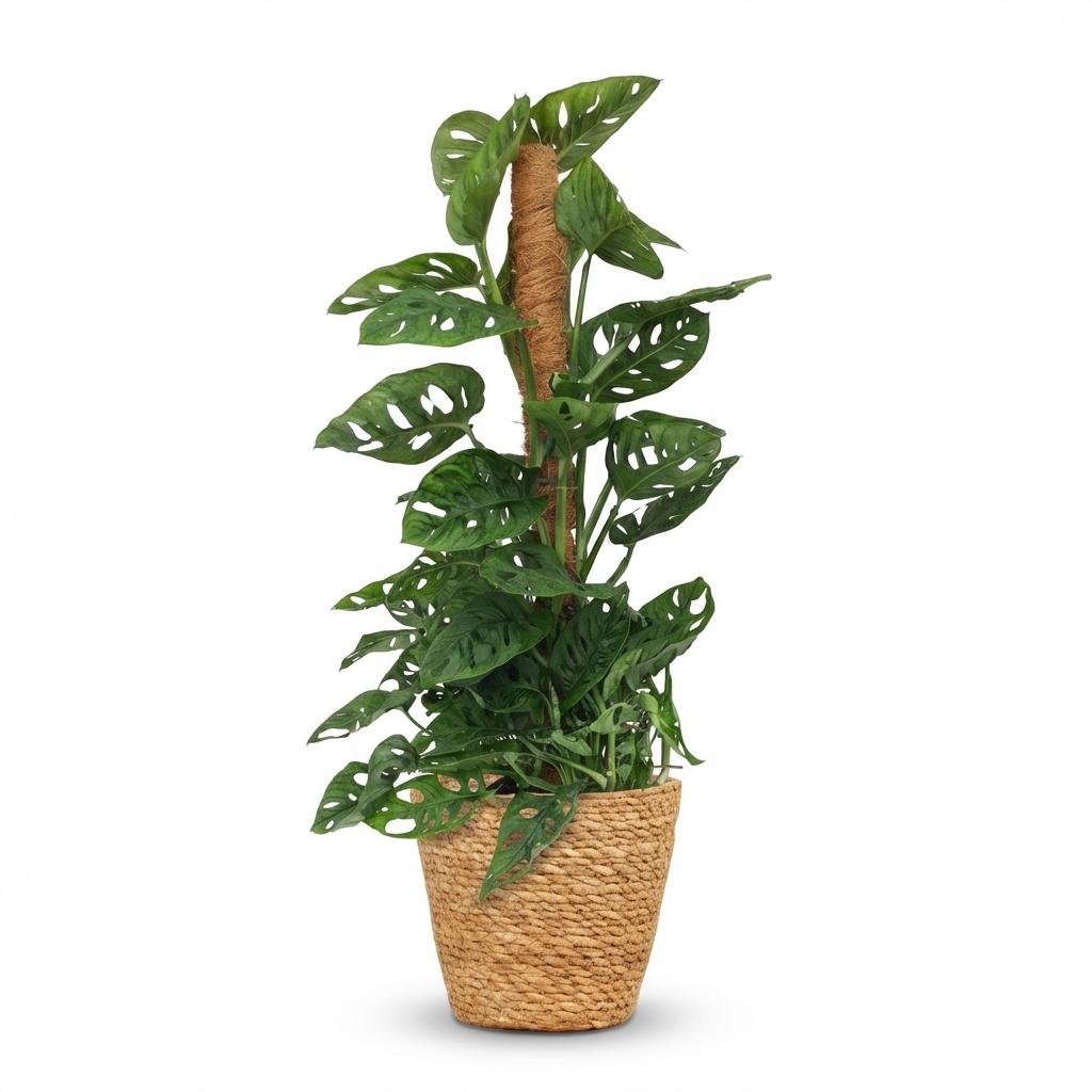 Monstera Adansonii mit Korb | Monkey Mask Moosstab – Topf 19 cm - Wurzelwerk Design