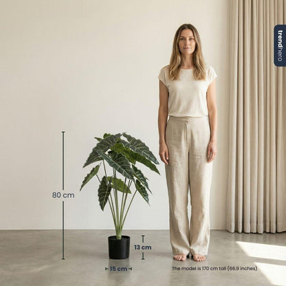 Kunstpflanze Alocasia von Everspring, 80 cm hohe grüne Pflanze mit großen Blättern, dekorativ für Innenräume.