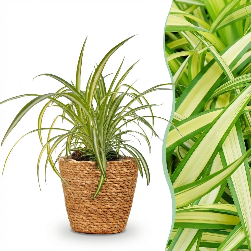 Graslilie Variegatum kaufen | Chlorophytum comosum – haustierfreundlich, Topf Ø 12 cm - Wurzelwerk Design