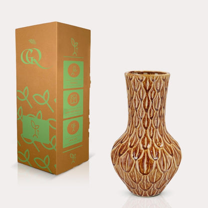 Vase Stein M - H39 W23 - Boa Braun - Wurzelwerk Design
