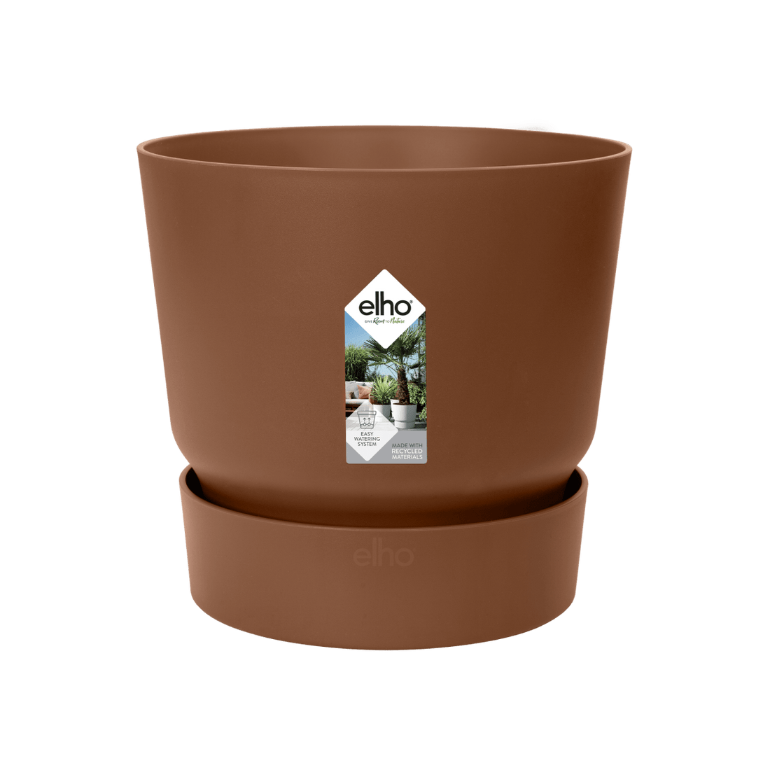 Topf elho Greenville Round braun - D30 x H28 - Wurzelwerk Design