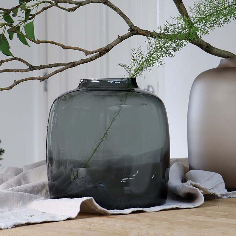 Vase Glas - Bartica Grau - M - H35 x B25 - Wurzelwerk Design
