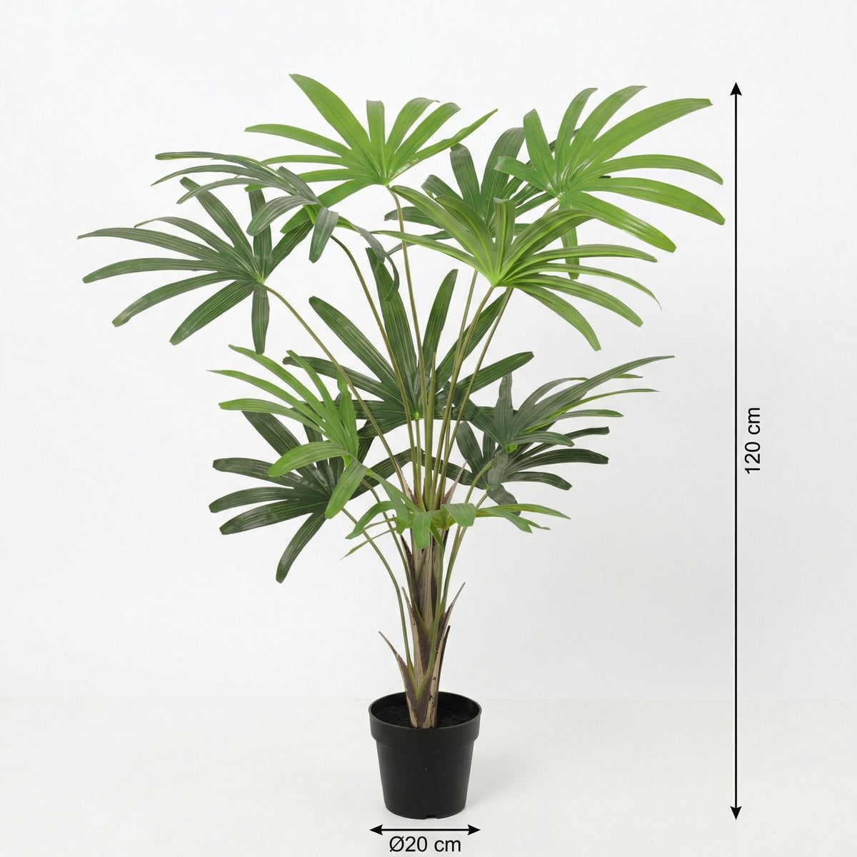 Künstliche Rhapis-Pflanze von Everspring, 120 cm hoch, mit grünen Blättern und braunen Stämmen, dekorativ für Innenräume