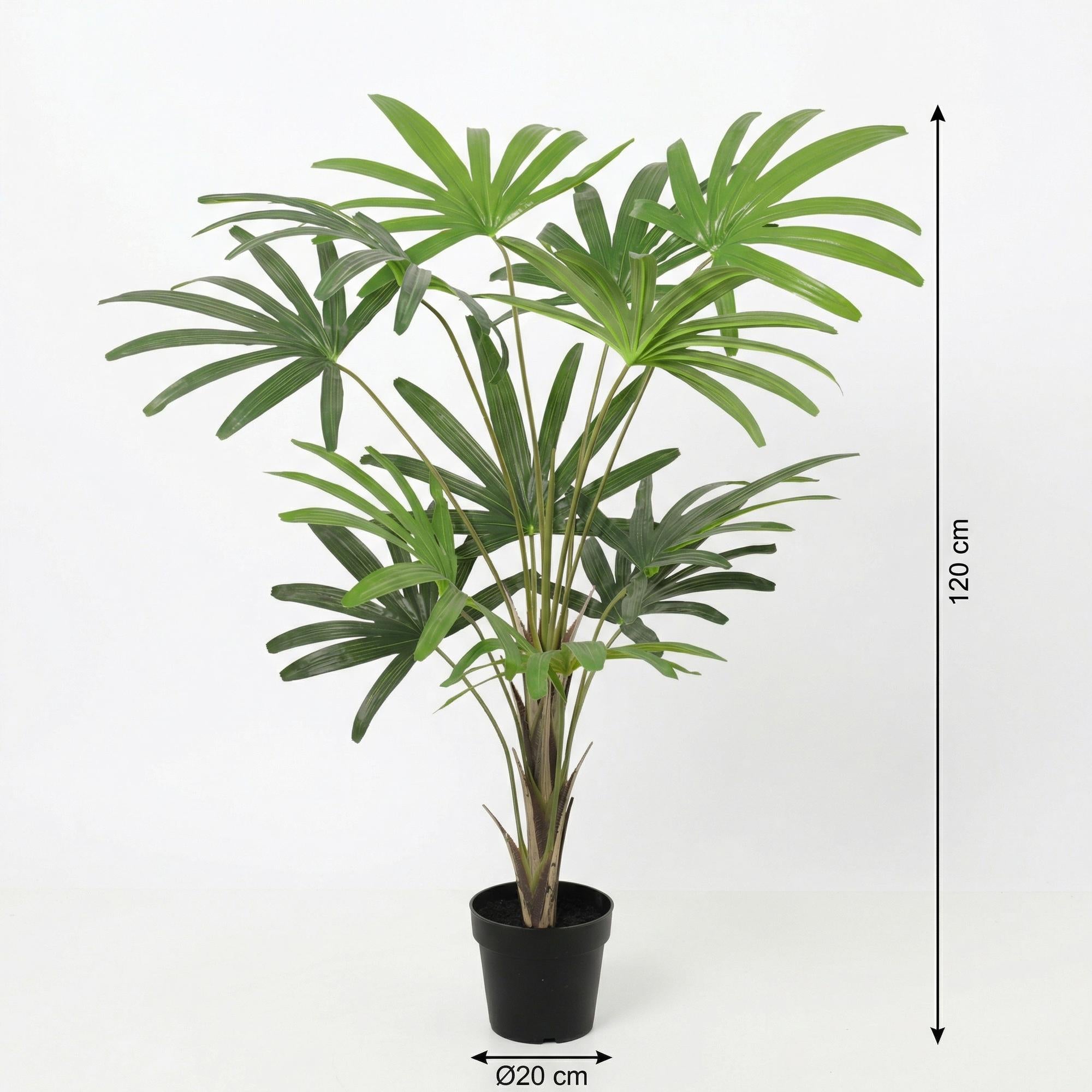 Künstliche Rhapis-Pflanze von Everspring, 120 cm hoch, mit grünen Blättern und braunen Stämmen, dekorativ für Innenräume