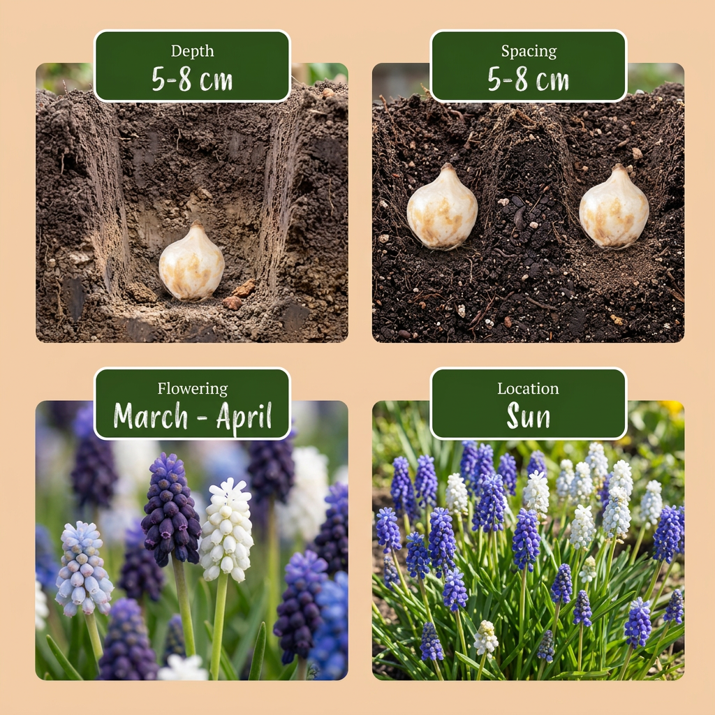 Traubenhyazinthen-Mischung Magic – Muscari online kaufen | 50 bis 400 Blumenzwiebeln, Blau- und Weißtöne – Wurzelwerk Design