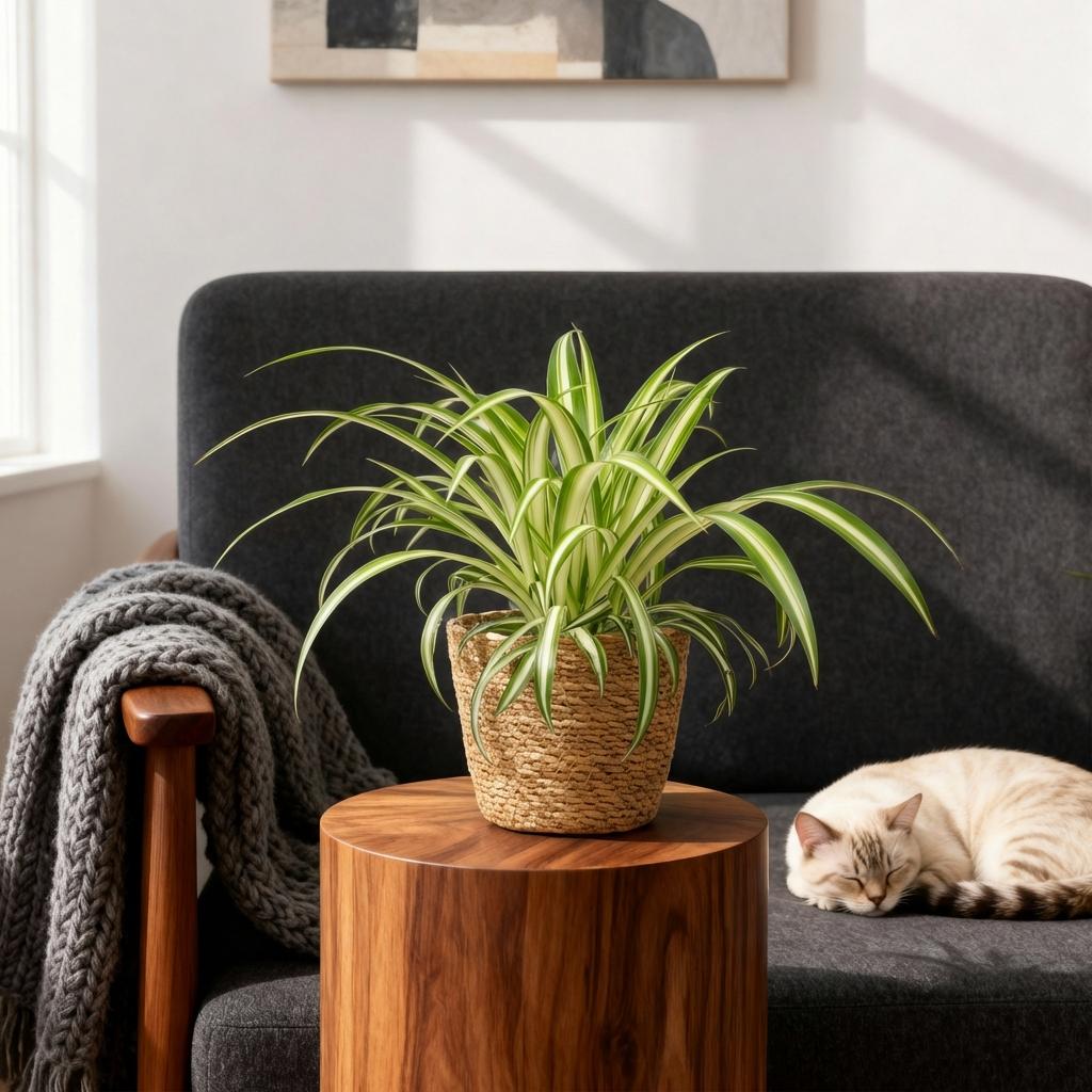Graslilie Variegatum kaufen | Chlorophytum comosum – haustierfreundlich, Topf Ø 12 cm - Wurzelwerk Design