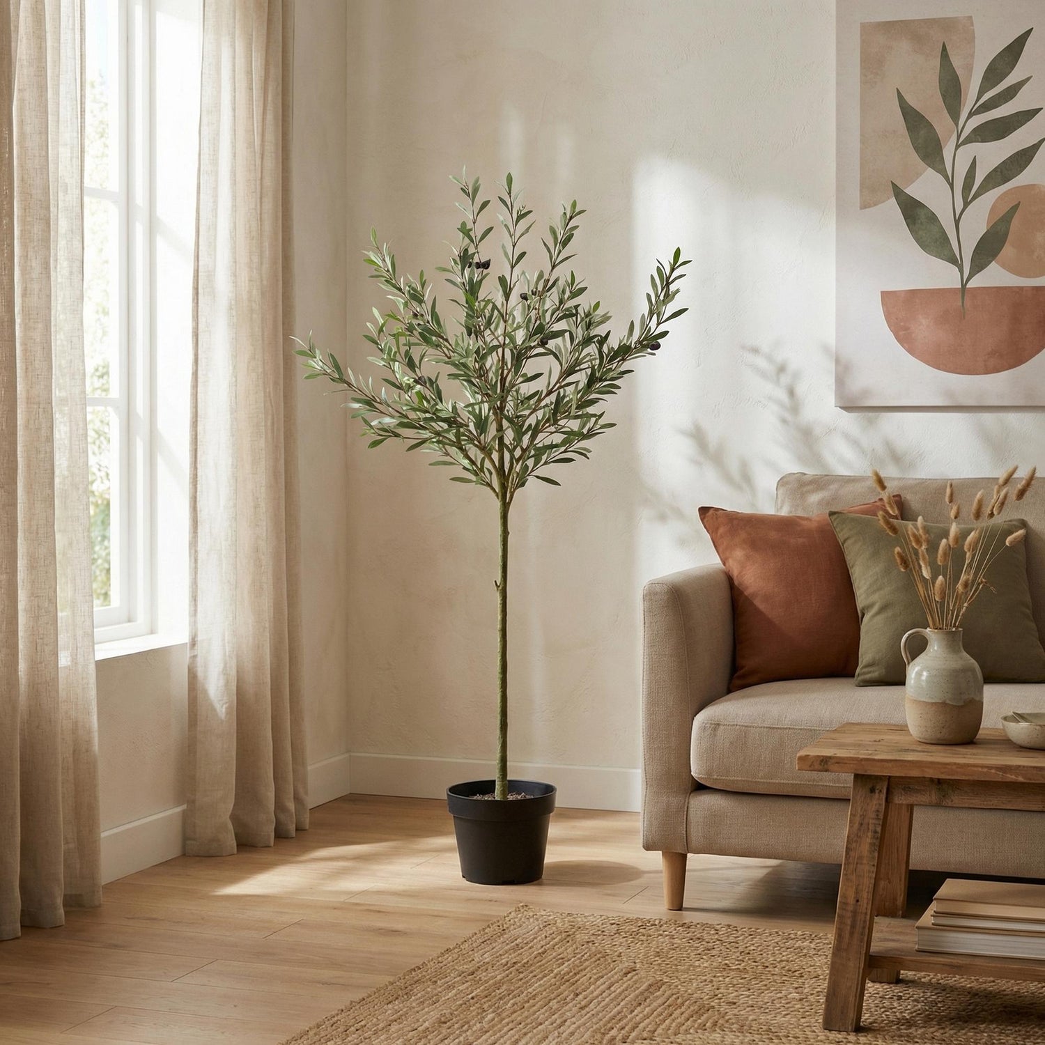 Pflegefreier künstlicher Olivenbaum von Everspring, 150, 170 oder 172 cm, mit grünen Blättern in Top-Qualität.