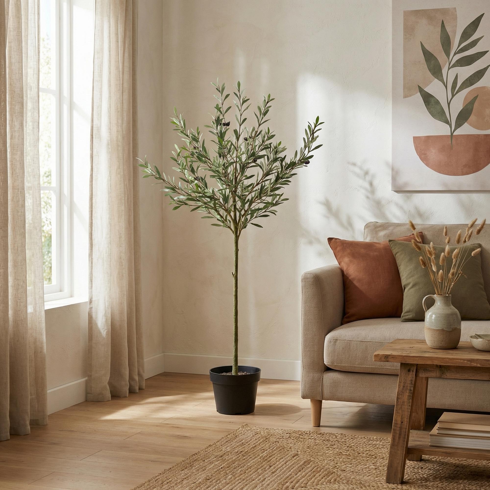 Pflegefreier künstlicher Olivenbaum von Everspring, 150, 170 oder 172 cm, mit grünen Blättern in Top-Qualität.
