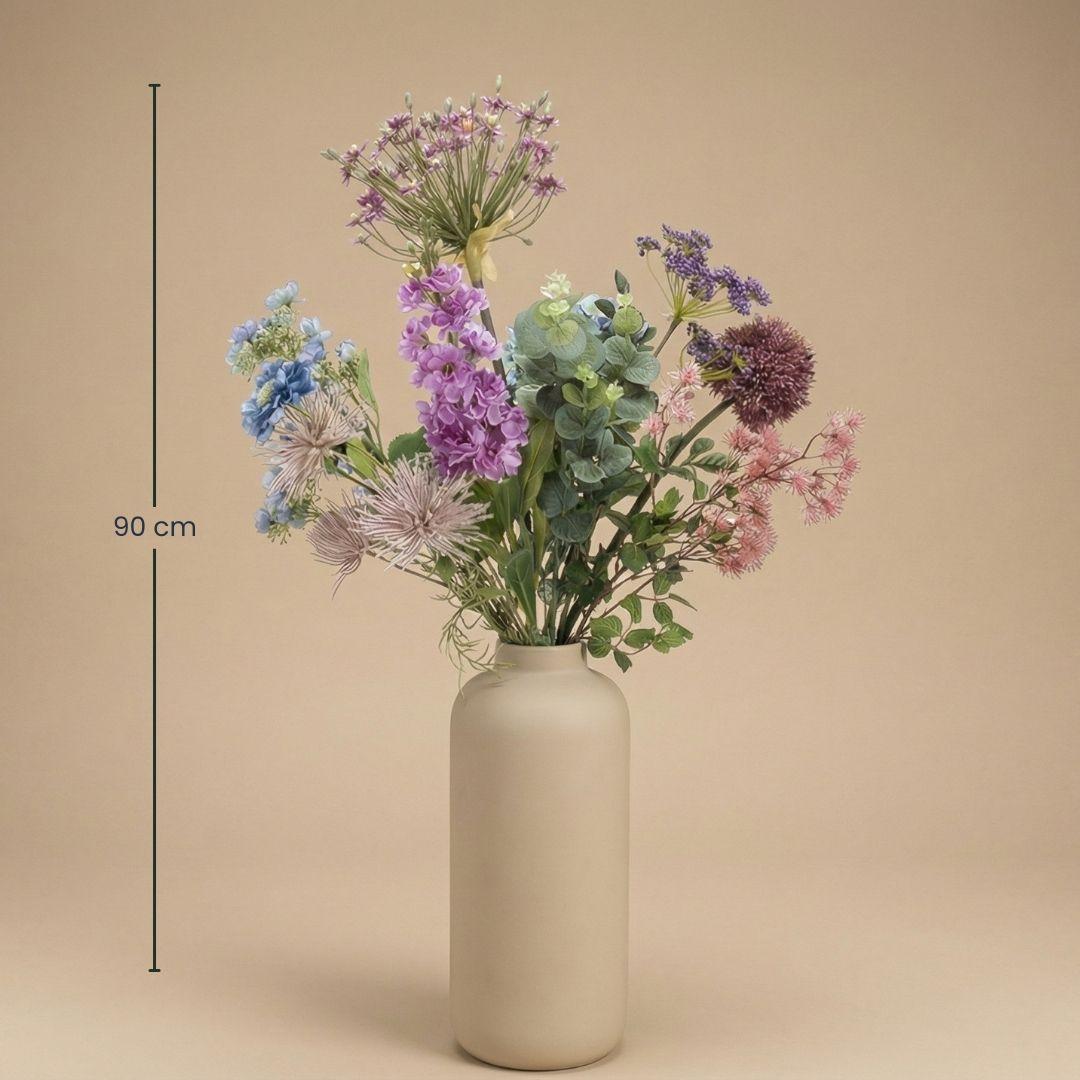 Kunstblumenstrauß Purple Bloom Deluxe von Everspring, 10 Stiele, Real Touch, ca. 90 cm hoch, violette Blumen in Nahaufnahme