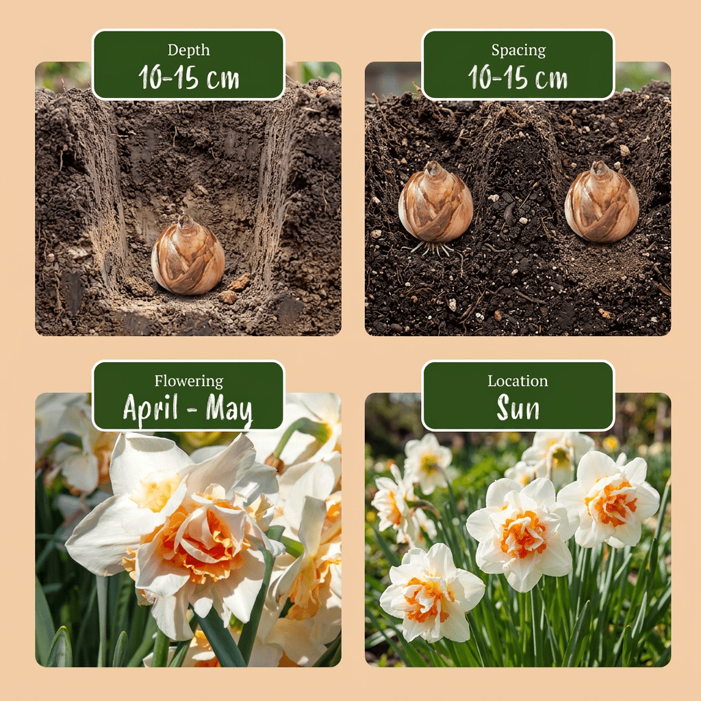 Gefüllte Narzisse Replete – Narcissus online kaufen | 20 bis 80 Blumenzwiebeln, weiß-apricot &amp; gefüllt – Wurzelwerk Design - Wurzelwerk Design