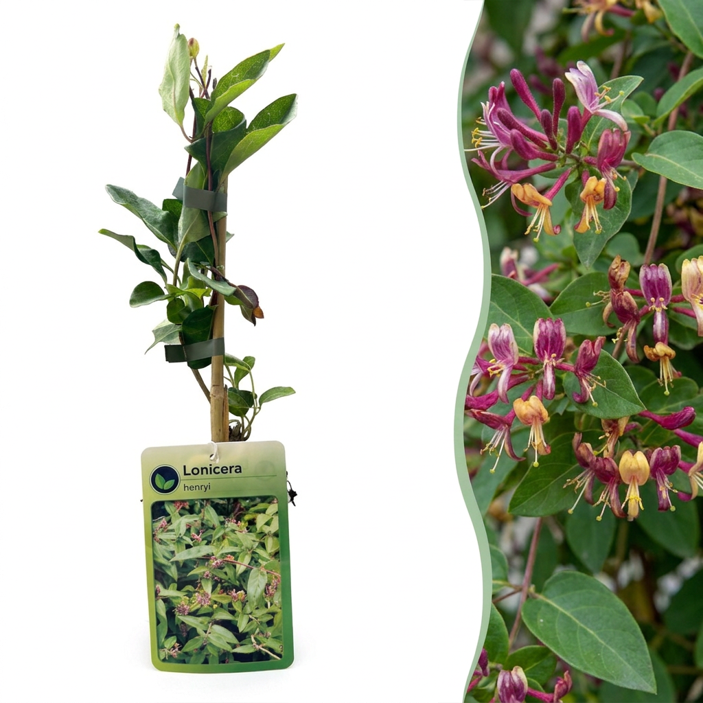 Henrys Geißblatt (Lonicera henryi) mit gelb-roten Blüten