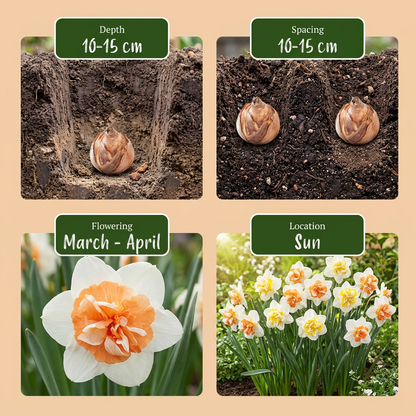 Narzisse Macaron Bloss – Narcissus online kaufen | 10 bis 80 Blumenzwiebeln, weiß-gelb &amp; auffällig – Wurzelwerk Design