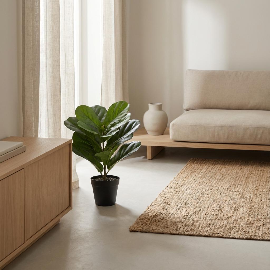 Künstliche Ficus lyrata (Geigenfeige) Everspring, 150 cm hoch, detailreiche grüne Blätter, realistische Pflanze für Zuhause