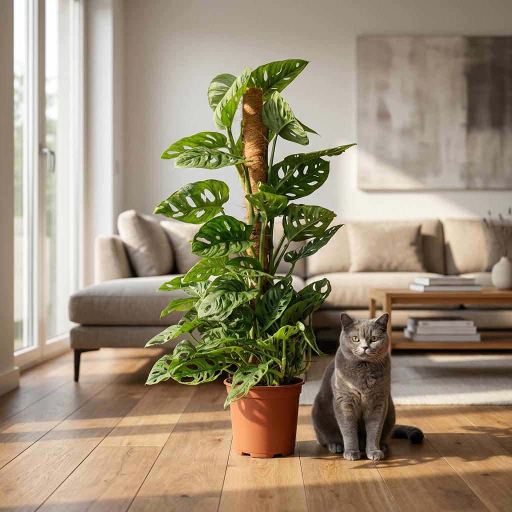 Monstera Adansonii am Moosstab ohne Übertopf