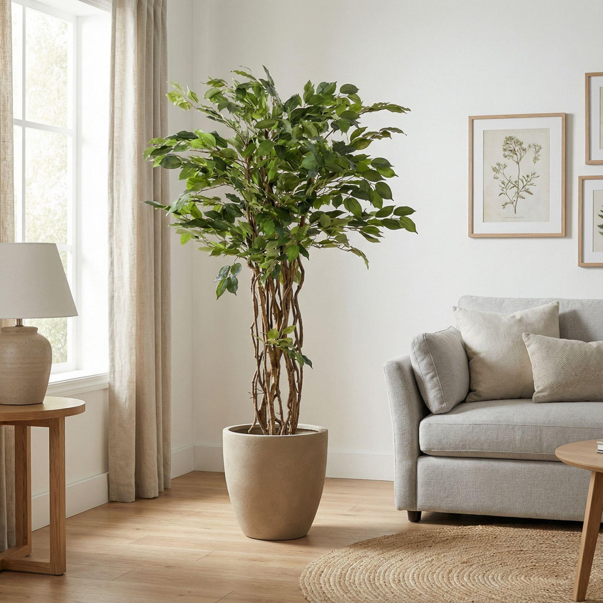 Künstlicher Ficus Liana Baum von Everspring, 140 cm hoch, mit grünen Blättern, dekorative Zimmerpflanze, realistische künstliche Pflanze