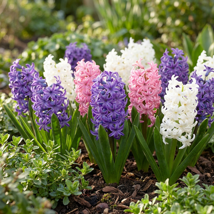Hyazinthen-Mischung Pastell – Hyacinthus orientalis online kaufen | 20 bis 80 Blumenzwiebeln, zarte Töne &amp; duftend – Wurzelwerk Design
