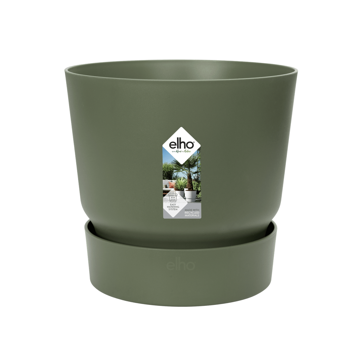 Topf elho Greenville Round grün - D30 x H28 - Wurzelwerk Design