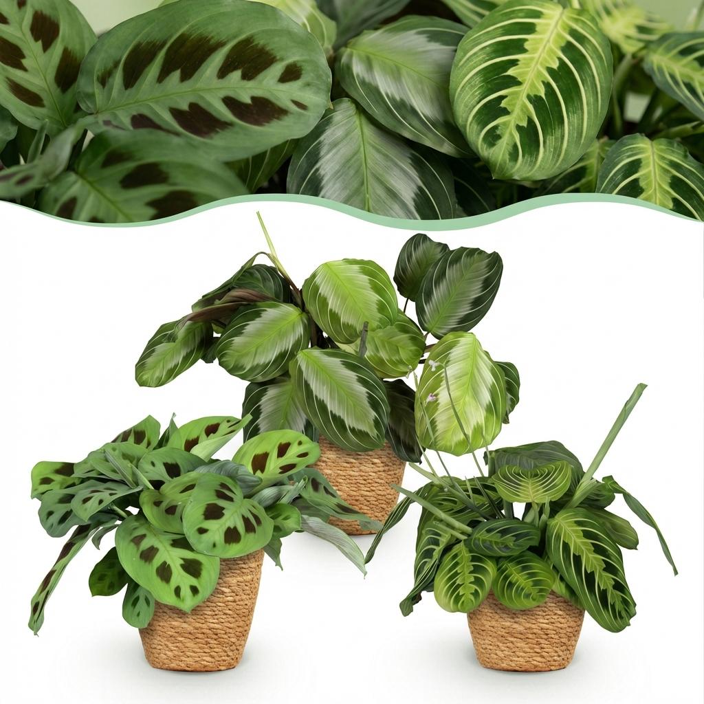 Maranta 3er-Set kaufen | Silverband + Lemon Lime + Kerchoveana – Topf Ø 12 cm - Wurzelwerk Design