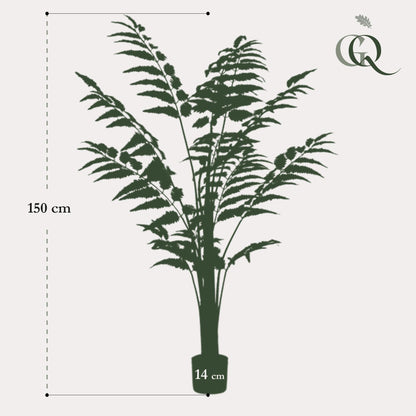 Kunstpflanze Rumohra Adiantiformis Lederfarn, 150 cm, Everspring, detailreiche grüne Pflanze als Dekorationsstück