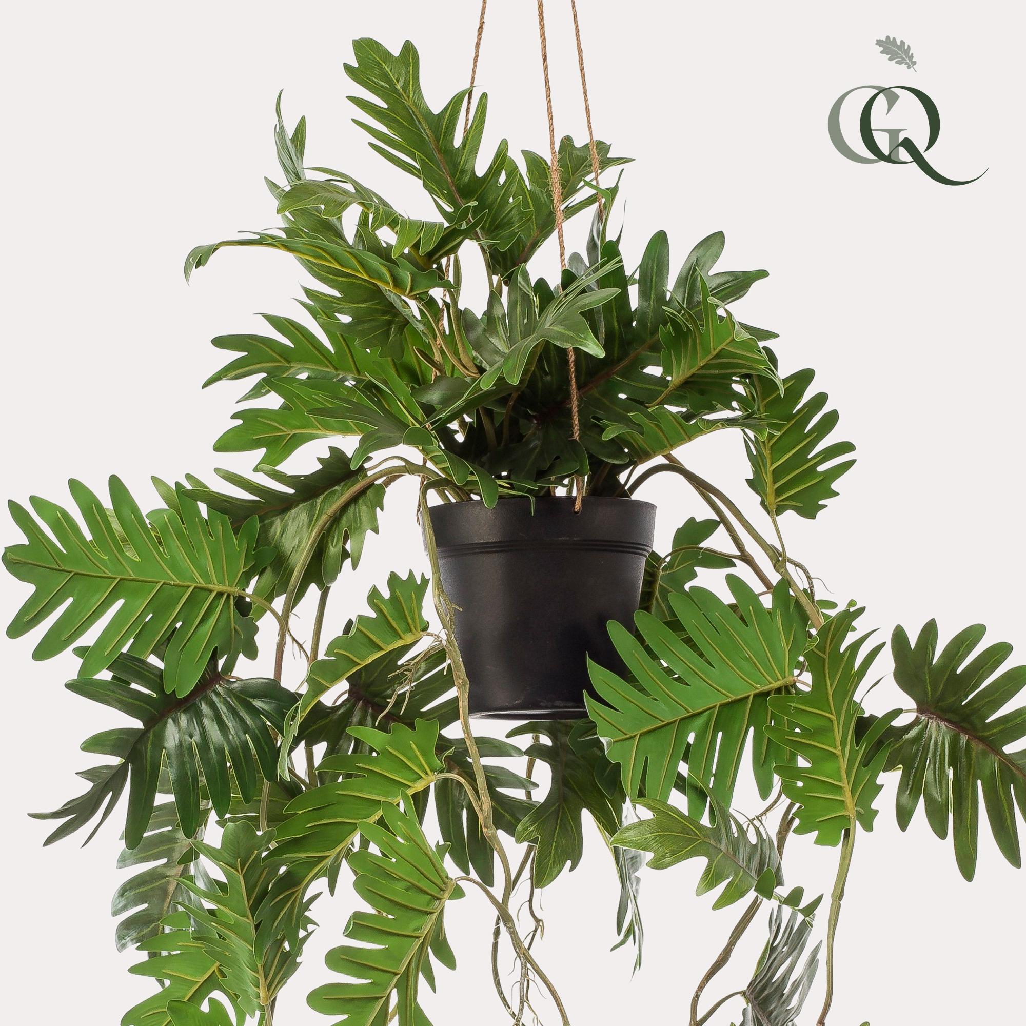 Hängende Kunstpflanze Philodendron von Everspring, 80 cm hoch, täuschend echte grüne Pflanze für Dekor.