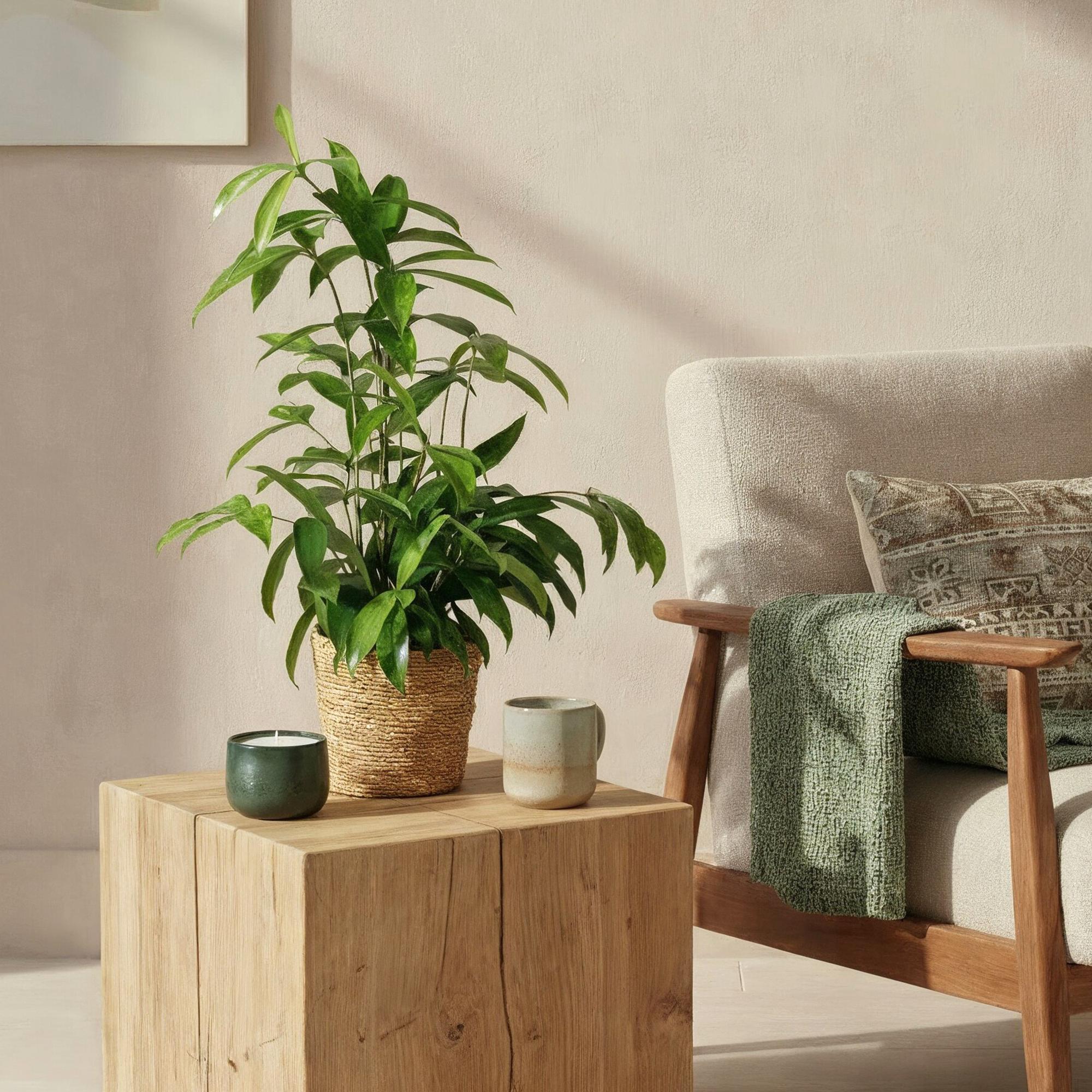 Everspring Dracaena surculosa im Korb, Zimmerpflanze, Höhe 60-70cm, grüne Blätter, dekorative Pflanze für Innenräume