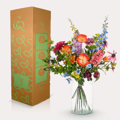 Großer elektrischer Blumenstrauß XL Electric Love von Everspring, 90 cm hoch, mit bunten künstlichen Blumen in Nahaufnahme