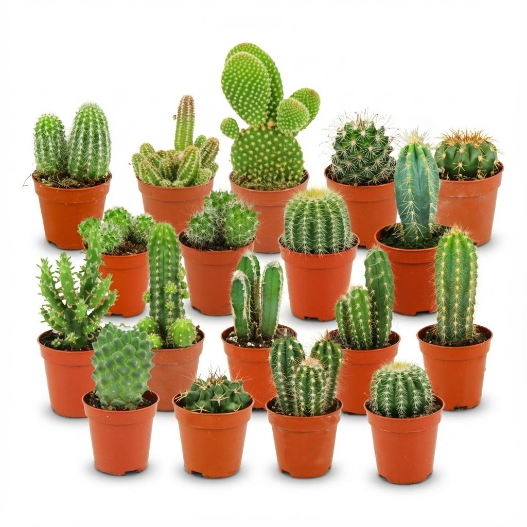 Mini Kakteen Set von Everspring mit 18 kleinen Kakteen, Durchmesser 5,5 cm, Höhe 5-10 cm, ideal für Dekorationen