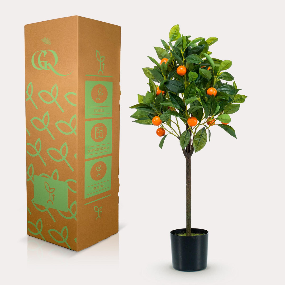 Kunstpflanze Citrus Sinensis Orangebaum, 75 cm, Everspring, detailreiche, realistische Kunstpflanze in Top-Qualität