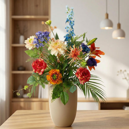 Bunter künstlicher Blumenstrauß Colorful Bloom Deluxe von Everspring, 70 cm lang, mit 18 echten Touch-Stielen, als Dekorationspflanze