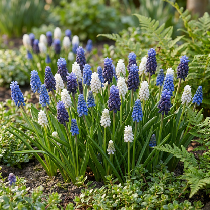 Traubenhyazinthen-Mischung Magic – Muscari online kaufen | 50 bis 400 Blumenzwiebeln, Blau- und Weißtöne – Wurzelwerk Design